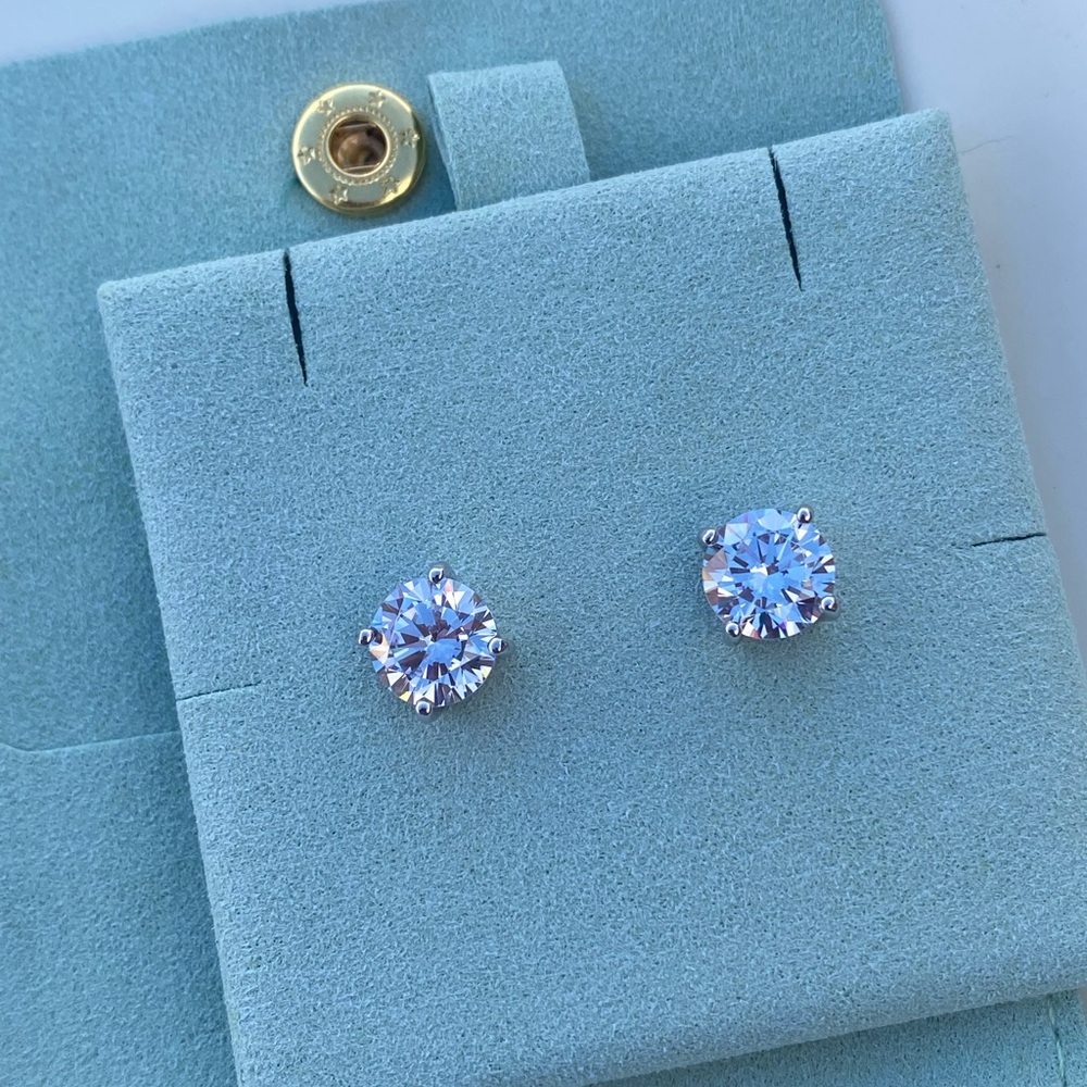 Lab created Diamond studs 5ct huge Bling earrings solitaire studs